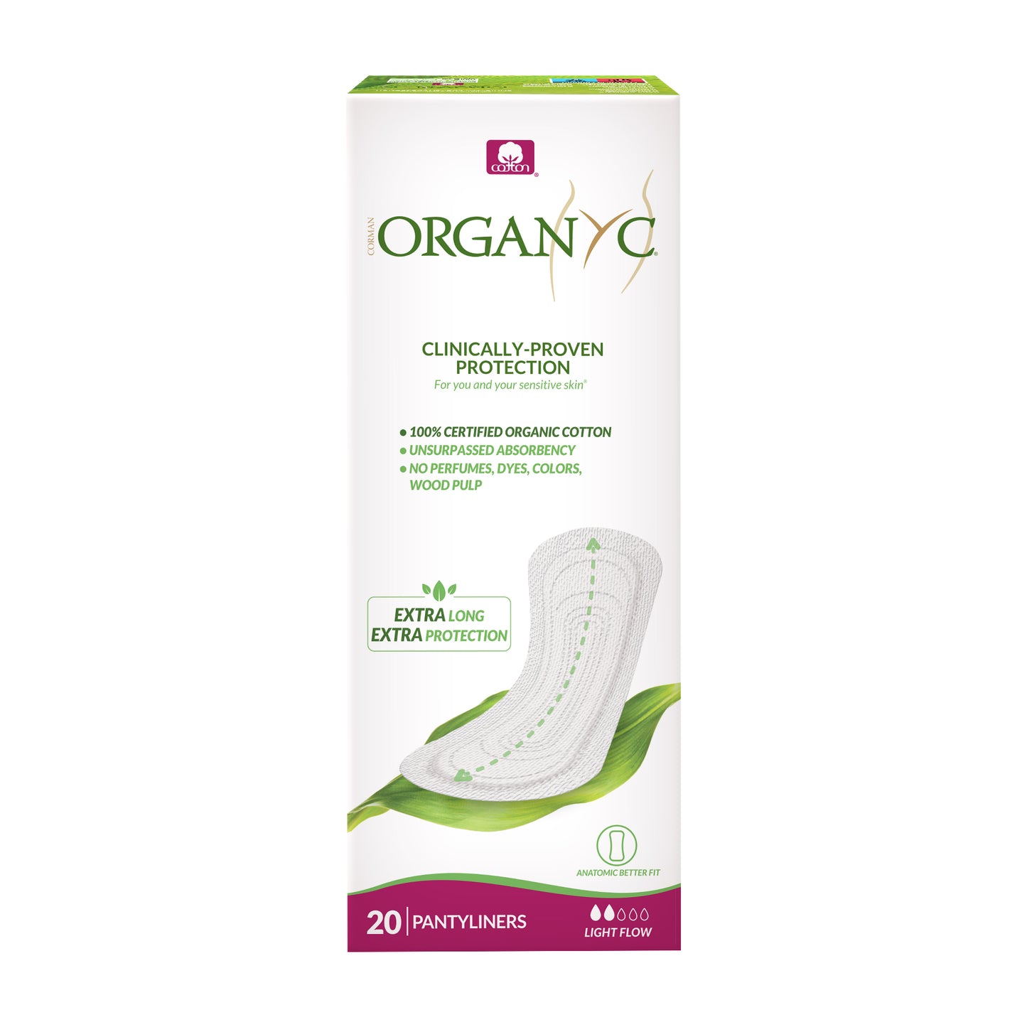 Organyc 100% Cotton Panty Liners Certified Organic